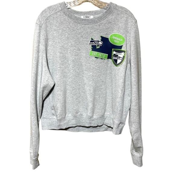 WEAR Erin Andrews Seattle Seahawks NFL Football Cropped Sweatshirt Gray Large - Picture 2 of 4